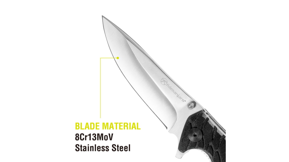 Kilimanjaro Gear Makazi Folding Knife,3.8in, Black G10 Handle,Plain Blade KJ910059