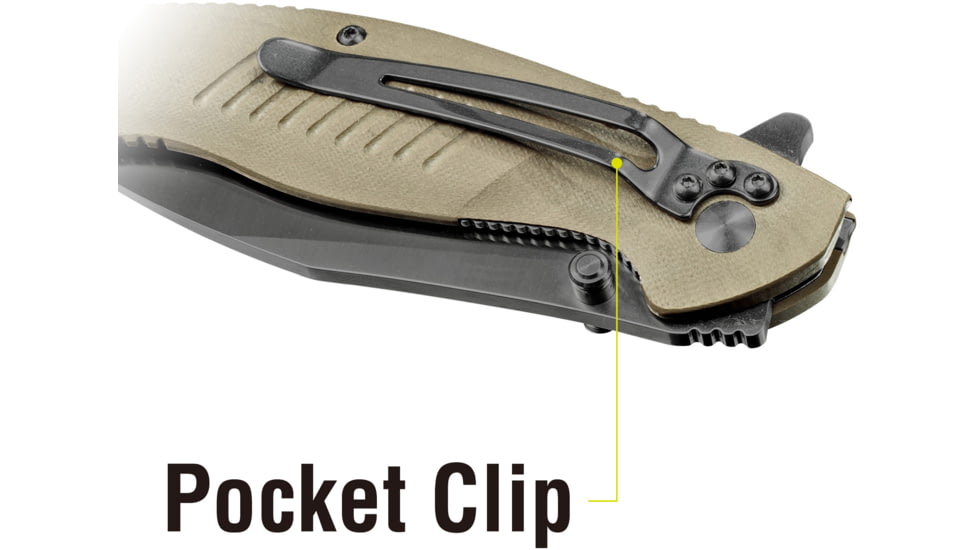 Kilimanjaro Gear Morsa Folding Knife,3.5in,Tan Wood Grain G10 , Black Plain Blade KJ910028