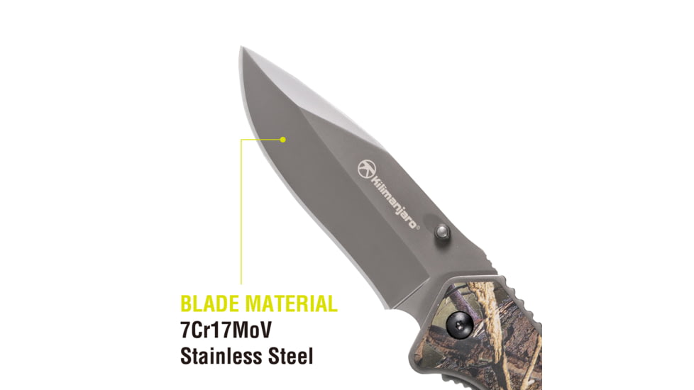 Kilimanjaro Gear Victus Folding Knife,3.5in,Camo Handle, Black Plain Edge KJ910087