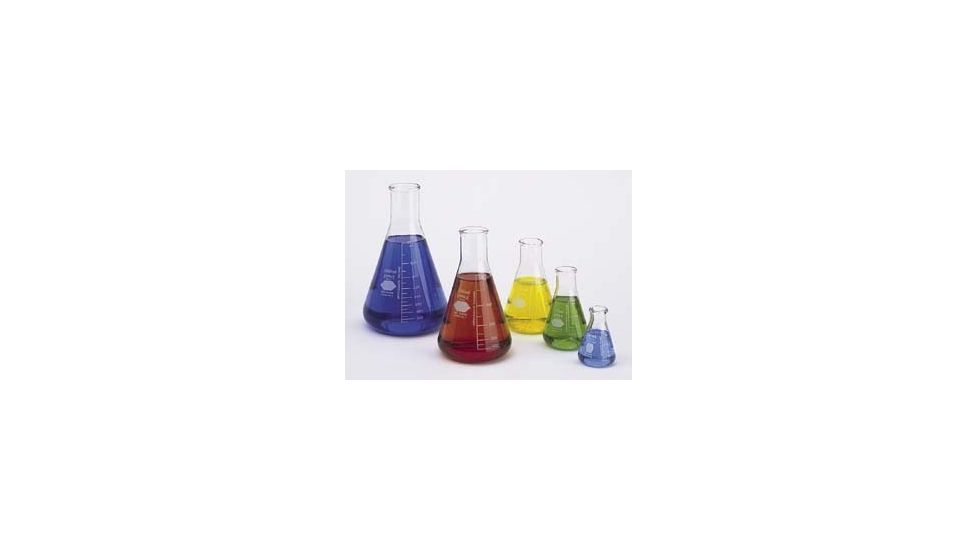 Kimble/Kontes KIMAX Brand Erlenmeyer Flasks, Narrow Mouth, Reinforced Beaded Top, Capacity Scale 26500 50