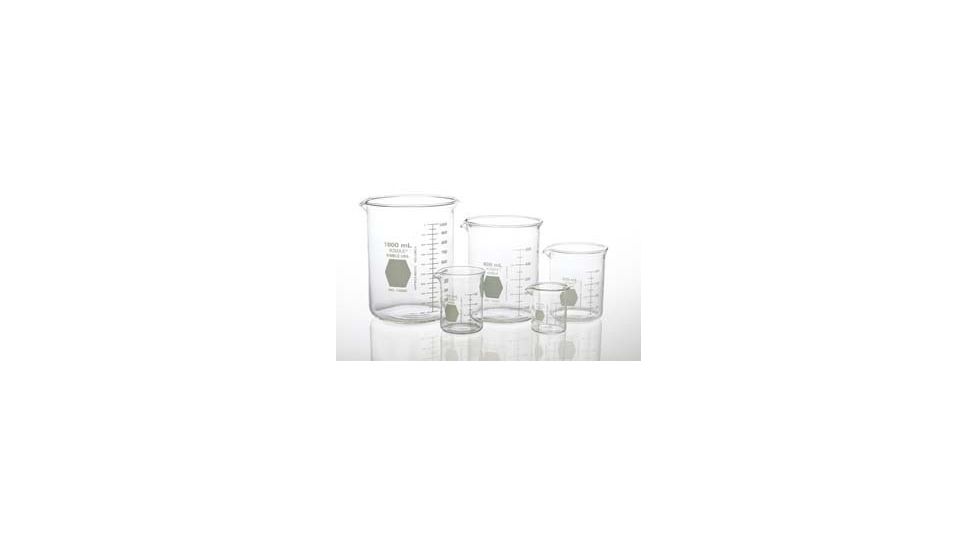 Kimble/Kontes KIMAX Brand Griffin Beakers, Low Form, Double-Capacity Scale, Borosilicate Glass 14080 01 Starter Pack