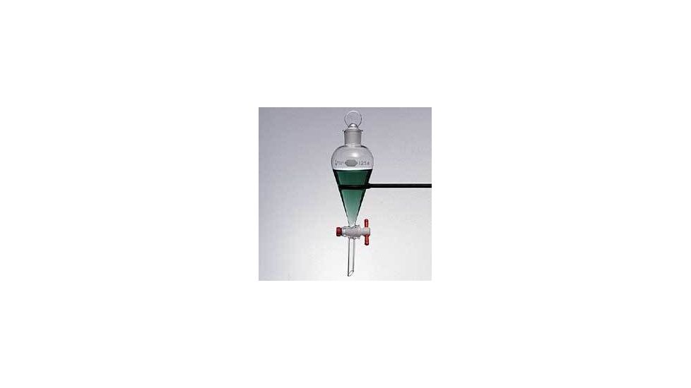 Kimble/Kontes KIMAX Separatory Funnels, Squibb, Pear-Shaped, Kimble Chase 29048T 250 With [ST] Ground Glass Stopper And Autoclavable Ptfe Stopcock