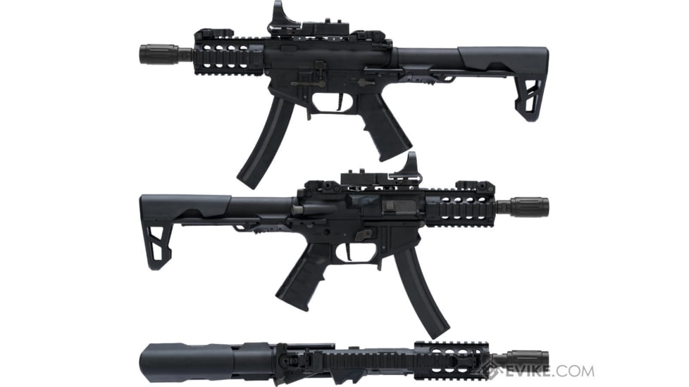 King Arms / Eagle Force PDW 9mm SBR Airsoft AEG Rifle, Shorty, Black, KA-AG-229-BK