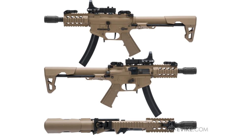 King Arms / Eagle Force PDW 9mm SBR Airsoft AEG Rifle, Shorty, Desert Earth, KA-AG-229-DE