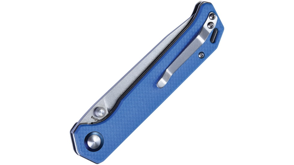 Kizer Cutlery Begleiter Linerlock Blue Folding Knife, 3.63in Stonewash Vg-10 SS Blade, Blue G10 Handle, Thumb Stud, Pocket Clip, V4458A3