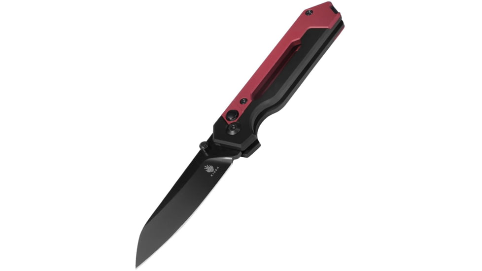 Kizer Cutlery Hyper Black/Red Folding Knife, 4in Closed, 3in Black Finish S35VN Stainless Steel Blade, Black/Red Aluminum Handle, 3632A2