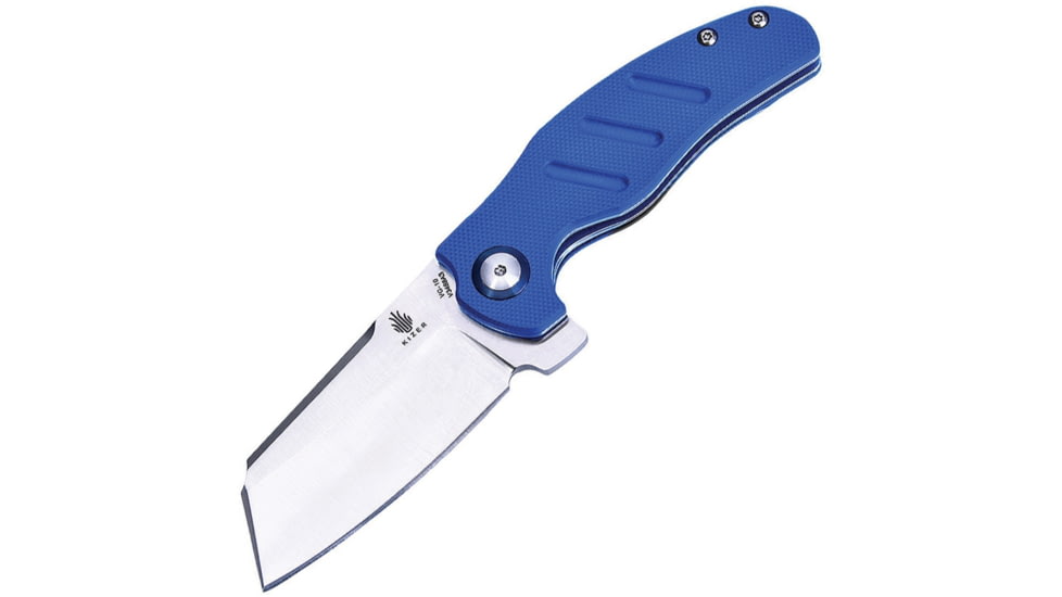 Kizer Cutlery Mini C01C Linerlock Blue Folding Knife, 2.5in Satin Vg-10 SS Wharncliffe Blade, Blue G10 Handle, Pocket Clip, V3488-A3