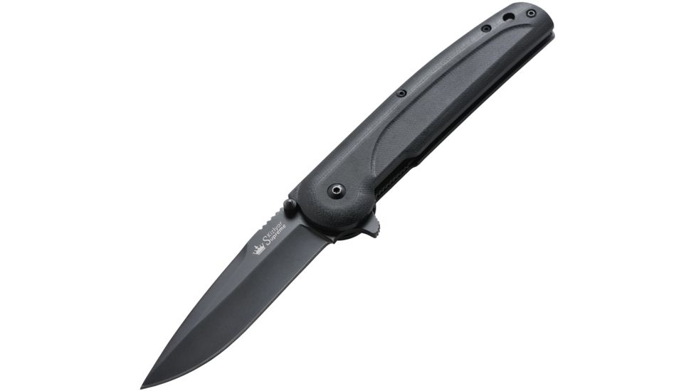 Kizlyar Biker-Z V1 Folding Knife,3.625in,Black Titanium AUS-8 Stainless Blade,Contoured 3D Textured Black G-10 Handle KK0128