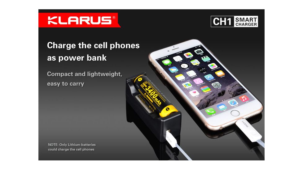 Klarus CH1 USB Smart Charger and Powerbank,Black KLARUS-CH1