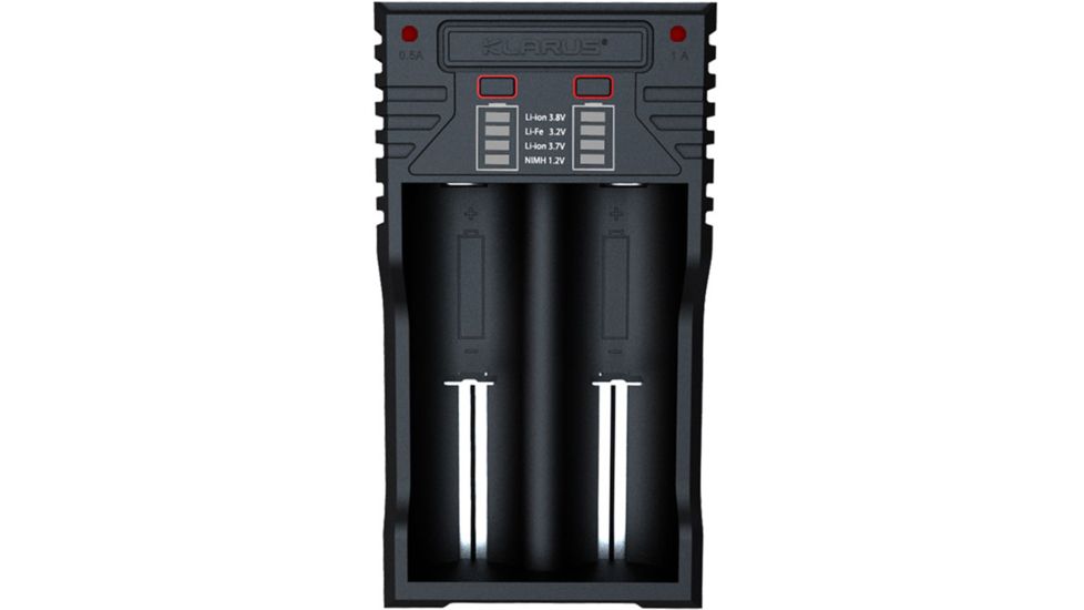 Klarus K2 2-bay USB Smart Charger with LED Indicator for Li-ion, NiMh and NiCd Batteries, Black, KLARUS-K2