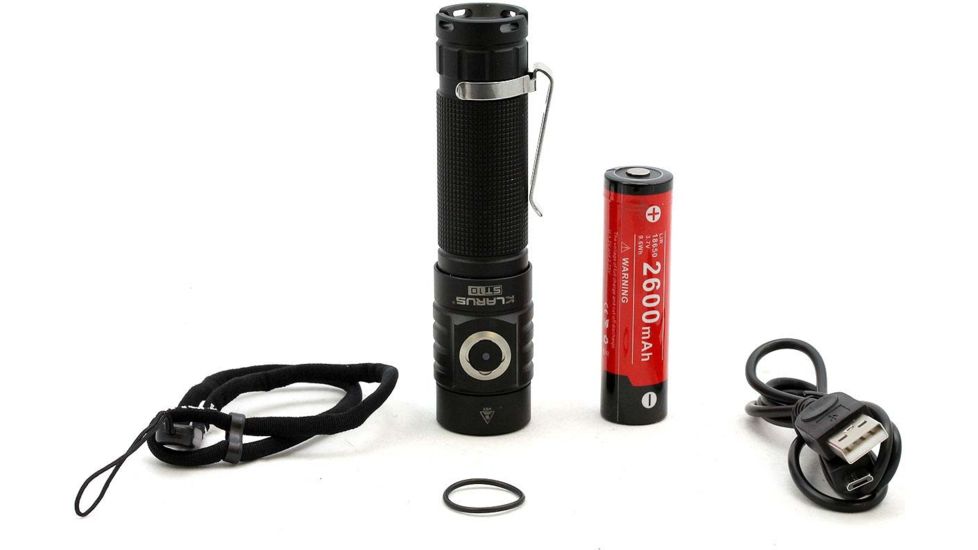 Klarus ST10 1 x 18650/ 2 x CR123A CREE XM-L2 U2 LED Rechargeable Flashlight, 1100 Lumens, Black, ST10-XM-L2