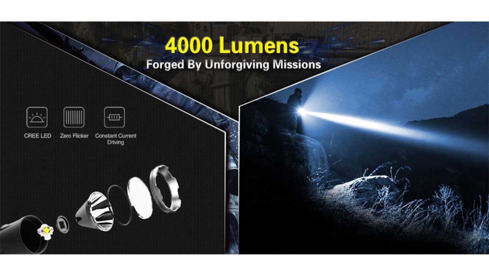 Klarus XT21X 1 x 21700 CREE XHP70.2 P2 LED Tactical Flashlight, 4000 Lumens, Black, XT21X