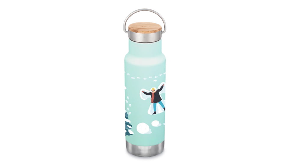 Klean Kanteen 12oz Insulated Classic Bottle w/ Bamboo Cap, Snow, 1010925