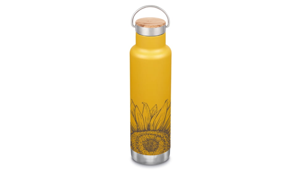 Klean Kanteen 20oz Insulated Classic Bottle w/ Bamboo Cap, Sunflower, 1010920