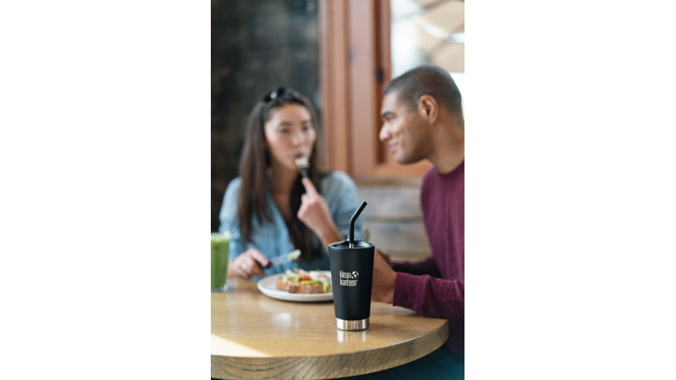 Klean Kanteen Insulated Tumbler w/Straw Lid And Straw, 16oz, Brushed Stainless, 1005725