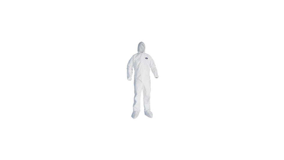 Kleenguard A80 Chemical Permeation &amp; Jet Liquid Protection Coveralls, White, Large 45663