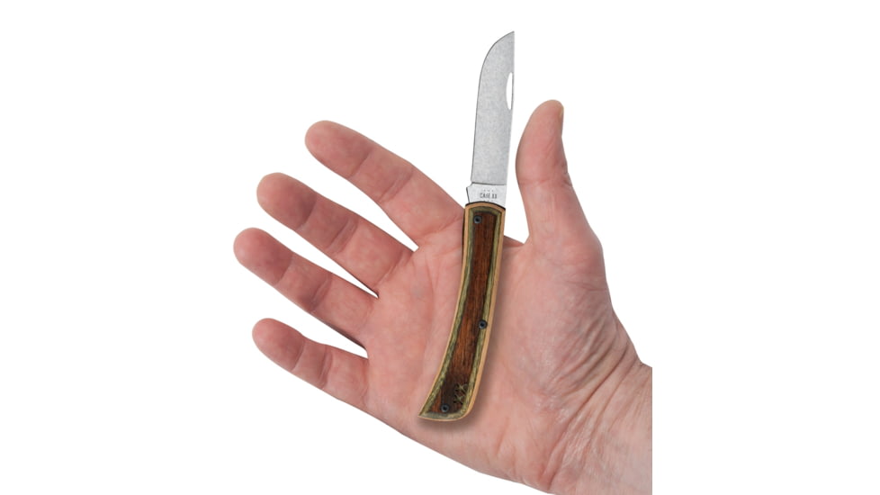 Knife Case Sod Buster Jr Folding Knife, 2.8in, Tru-Sharp Stainless Steel, Skinner, Dymalux Wood Brown/Green Handle, 66381