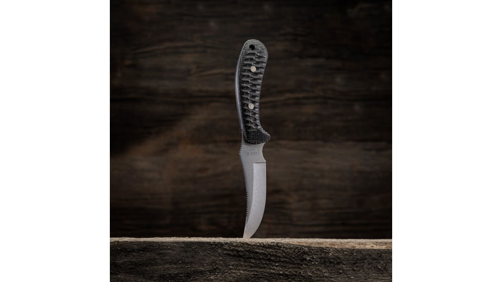 Knife Case Ridgeback Hunter Fixed Blade Knife, 4.13in, Tru-Sharp Stainless Steel, Skinner, Burlap Laminate Black Handle, 30593