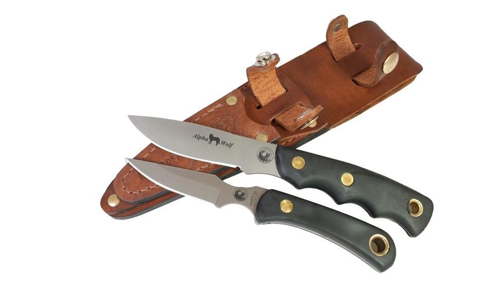 Knives of Alaska Alpha Wolf D2 Cub Combo Stag Handle Knives, Black 00358FG