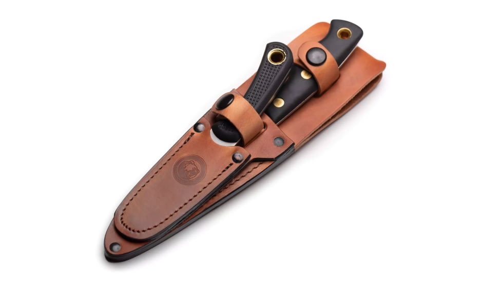 Knives of Alaska Alpha Wolf/Muskrat Combo Fixed Blade Knives, 3in/2.25in, Magnacut Stainless Steel, Drop Point/Round Tip Blade, Suregrip, Black, 00374FG