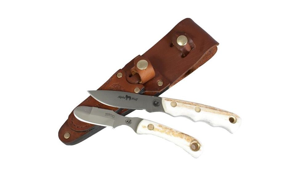 Knives of Alaska Alpha Wolf S30V Muskrat Combo Stag Handle Knives, Natural 00371FG