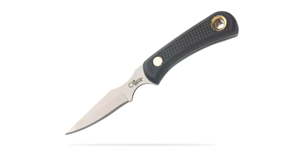 Knives of Alaska Cub Bear Fixed Blade Knife, 2.75in, CPM MagnaCut Stainless Steel, Caping Blade, Santoprene, Black Handle, 00023FG