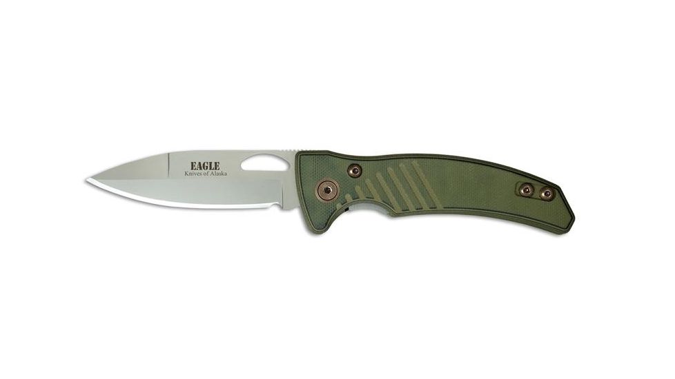Knives of Alaska Eagle Liner Lock S30V Folding Knife, G10 Handle, Layered Olive Drab/Black 00791FG