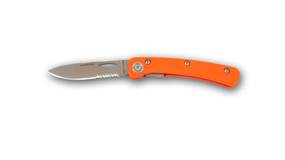 Knives of Alaska Featherlight Hunter D2 Serrated Knife, G-10 Handle w/ Clip, Hunters Orange, 00451FG