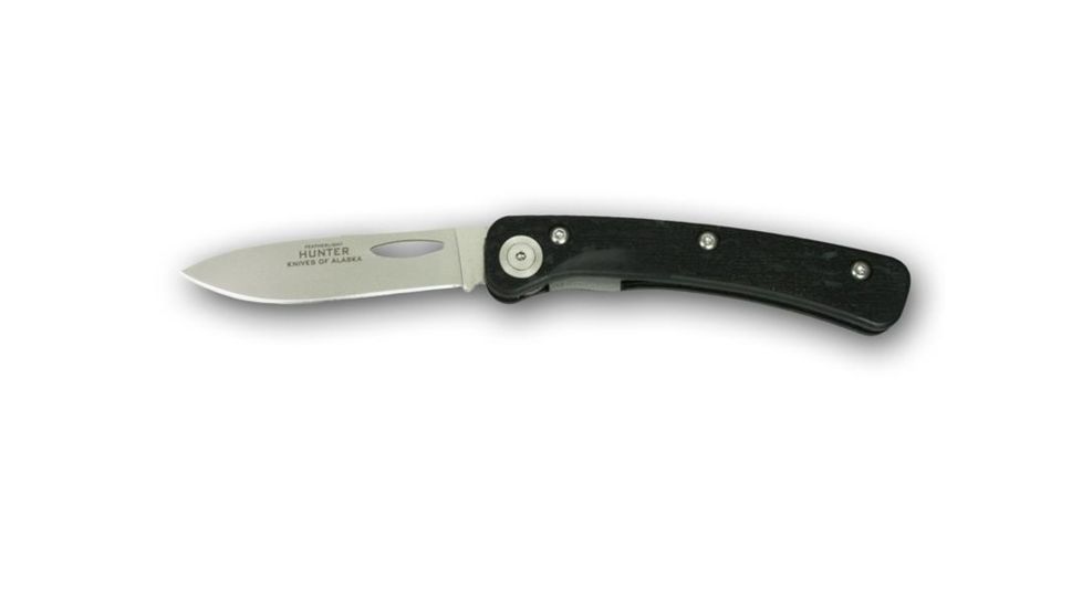 Knives of Alaska Featherlight Hunter D2 Smooth Folding Knife, Suregrip Handle, Black 00900FG