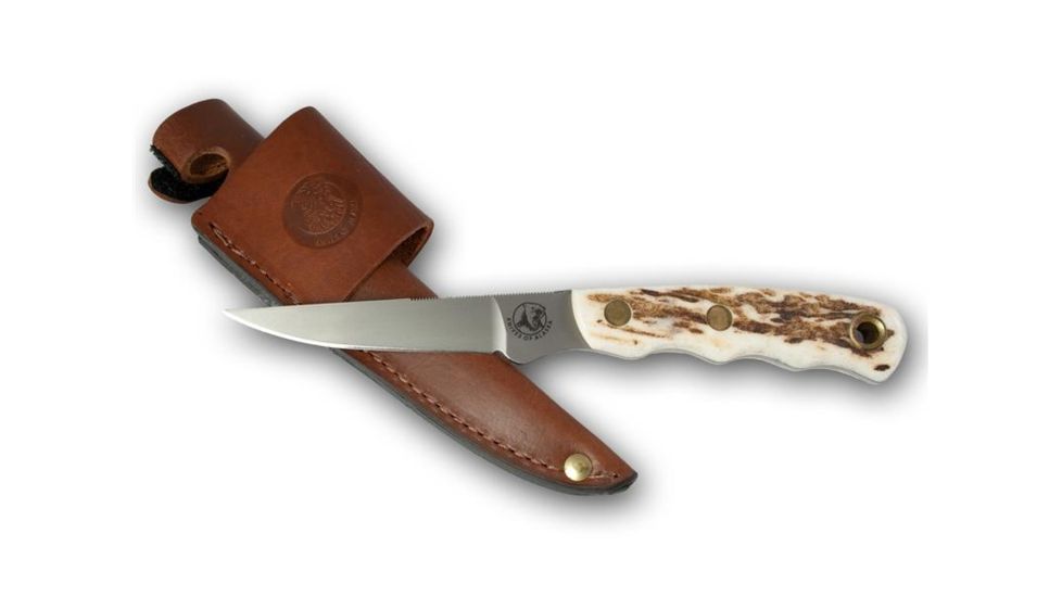 Knives of Alaska Jeager D2 Fixed Blade Knife, Stag Handle, Natural 00115FG