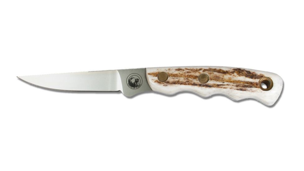 Knives of Alaska Jeager D2 Fixed Blade Knife, Stag Handle, Natural, 00115FG