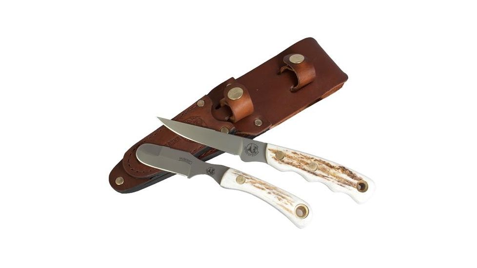 Knives of Alaska Jeager D2 Muskrat Combo Knives, Stag Handle, Natural 00303FG