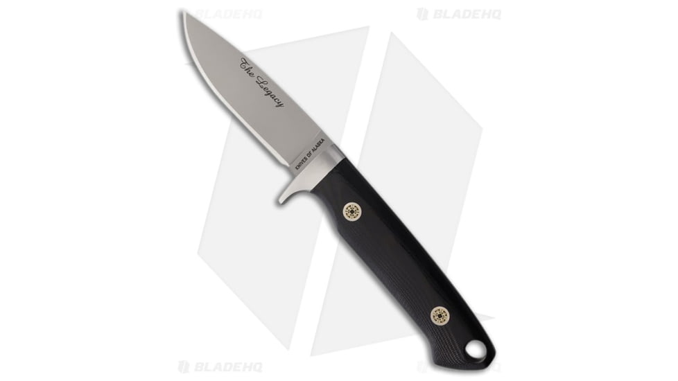 Knives of Alaska Legacy Fixed Blade Knife, 3.25in, D2, Drop Point Blade, G-10, Black Handle, Black/Dark Gray, 8.00 inch, BHQ-196929