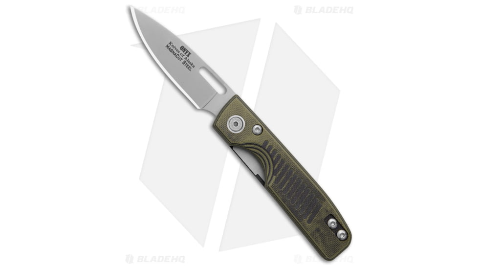 Knives of Alaska Onyx Folding Knife, 2.60in, CPM MagnaCut, Drop Point Blade, G-10, Black/OD Green Handle, Black/OD Green/Dark Gray, 6.75 inch, BHQ-221480