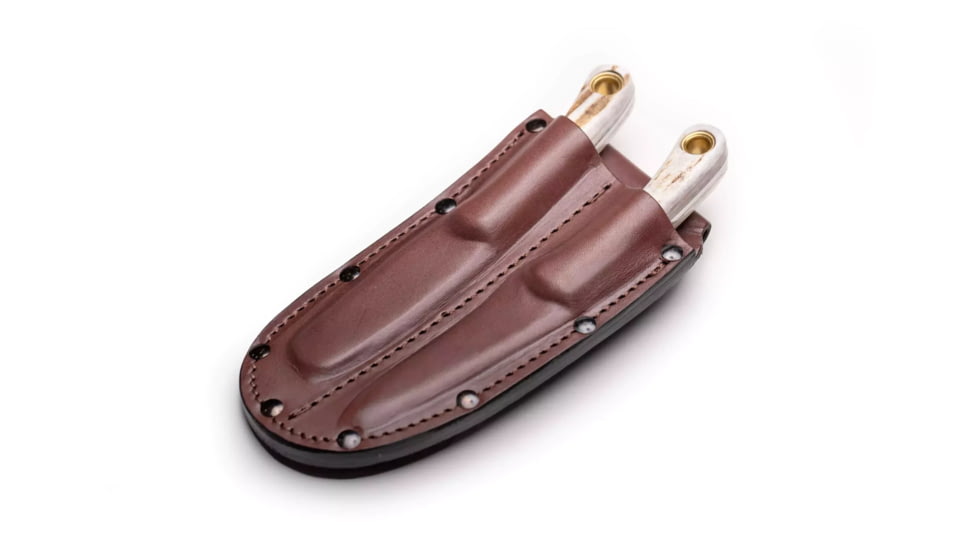 Knives of Alaska Muskrat / Cub Bear Combo Fixed Blade Knives, 2.25in / 2.75in, CPM-S30V Stainless Steel, Round Point/Caping Blade, Stag, Brown And White Sculpted Bone Handle, 00103FG