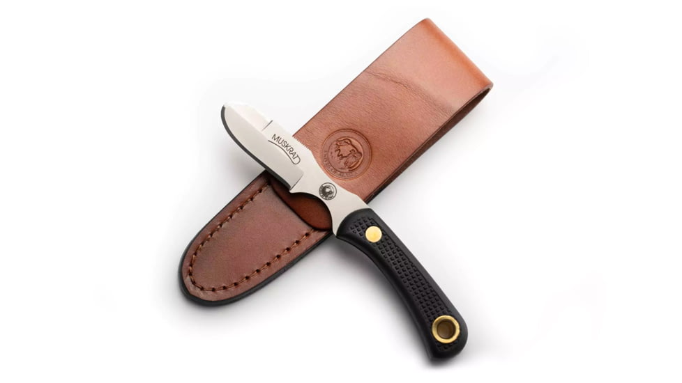 Knives of Alaska Muskrat Fixed Blade Knife, 2.25in, Magnacut Stainless Steel, Round Tip Blade, Suregrip, Black, 00054FG