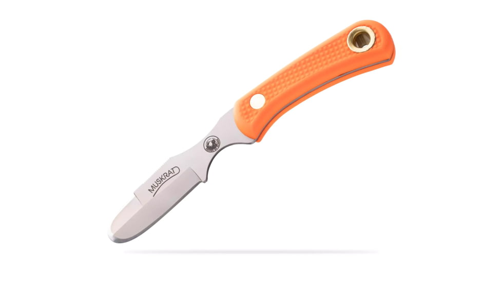 Knives of Alaska Muskrat Fixed Blade Knife, 2.25in, Magnacut Stainless Steel, Round Tip Blade, Suregrip, Orange, 00055FG