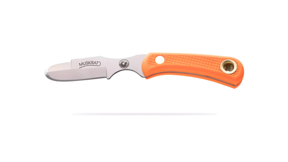 Knives of Alaska Muskrat Fixed Blade Knife, 2.25in, Magnacut Stainless Steel, Round Tip Blade, Suregrip, Orange, 00055FG