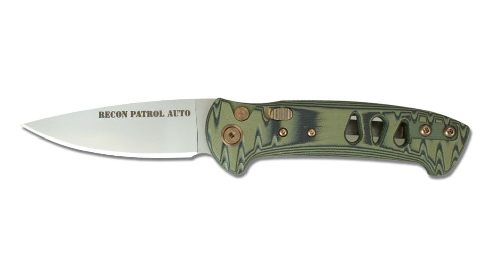 Knives of Alaska Recon Patrol D2 Automatic Folding Knife, G10 Handle, Layered Olive Drab/Black 00920FG