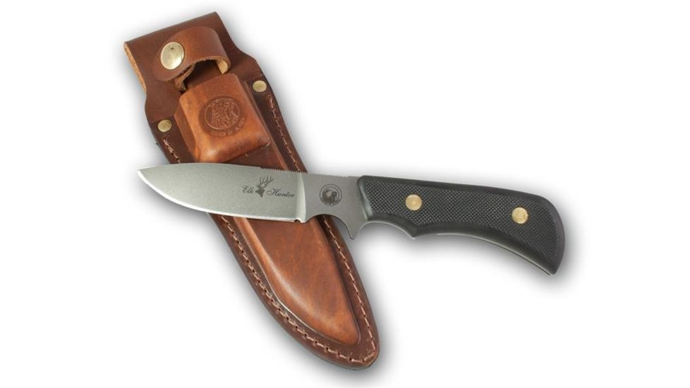 Knives of Alaska Trekker Series Elk Hunter D2 Knife, Suregrip Handle, Black 00161FG
