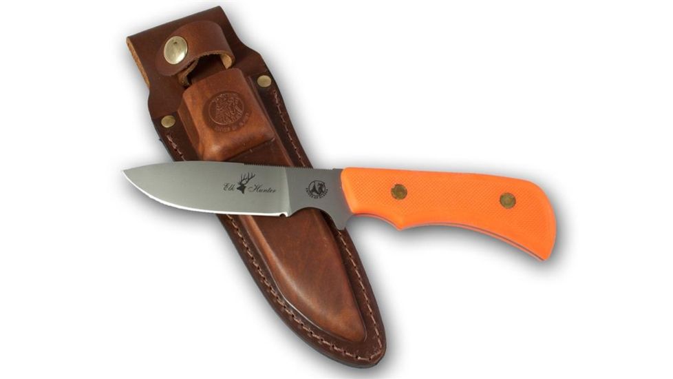Knives of Alaska Trekker Series Elk Hunter D2 Knife, Suregrip Handle, Hunters Orange 00177FG