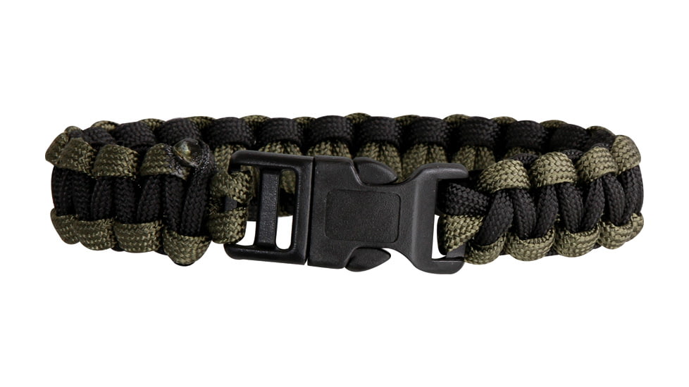 Knotty Boys Single Weave Survival Bracelet, Black-OD Green, 9in. Diameter KY201