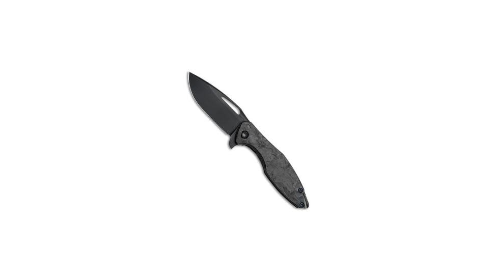Koenig Arius Folding Knife, 3.50in, CTS-204P, Drop Point Blade, Carbon Fiber, Black Handle, Contoured, Black/Black, 8.50 inch, BHQ-81014