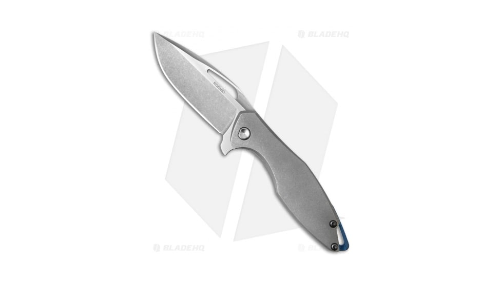 Koenig Arius Folding Knife, 3.50in, CTS XHP, Drop Point Blade, Titanium, Gray Handle, Two-Tone, Gray/Gray, 8.50 inch, BHQ-36553