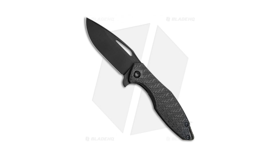 Koenig Arius Folding Knife, 3.50in, CTS XHP, Drop Point Blade, Carbon Fiber, Black Handle, Patterned, Black/Black, 8.50 inch, BHQ-81009