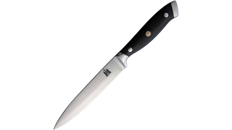 Komoran Utility Knife, 5 Damascus steel blade, Black micarta handle, KO031 H0101
