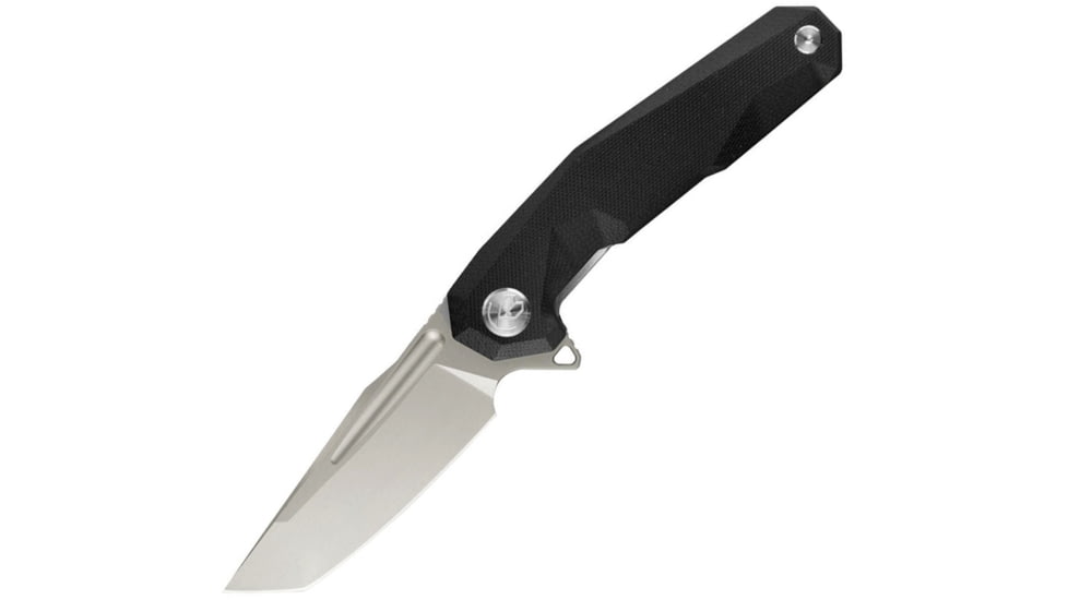Kubey 237 Linerlock Black Folding Knife, 3.63 satin finish D2 tool steel tanto blade, Black G10 handle, KB237A