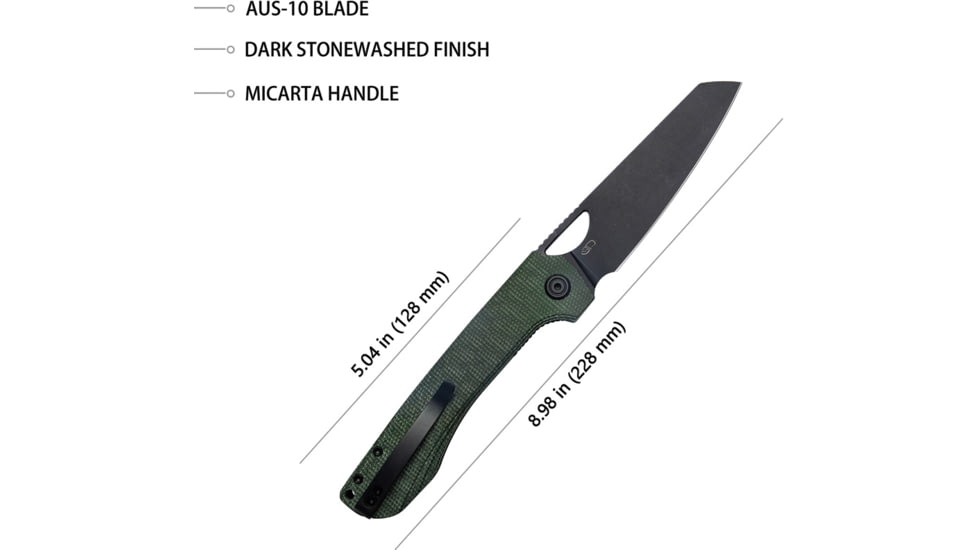 Kubey Elang. Green Micarta. BLK