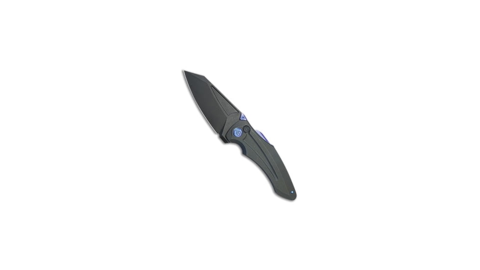 Kubey Knives Kubey Knives Sumo Button Lock Knife Black SW Ti/Blue Accents 3.2&quot; Black SW, Black, CPM 20CV, adult, BHQ-211094