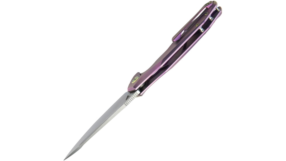 Kubey Nova Purple Folding Knife, 4.88in Closed, 3.63in Bead Blast 14C28N Sandvik SS Blade, Purple Anodized Titanium Handle, KB235D